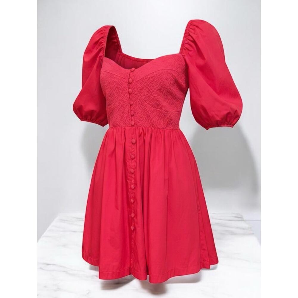 NWT Maeve by Anthropologie Puff-Sleeve Sweetheart Mini Dress Size XL